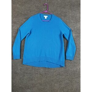 Oats Cashmere Sweater Womens L Blue Crew Neck Pullover 100% Cashmere Relaxed Fit